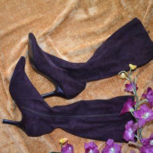 Burgundy suede boots